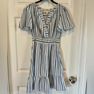 Blue white striped dress